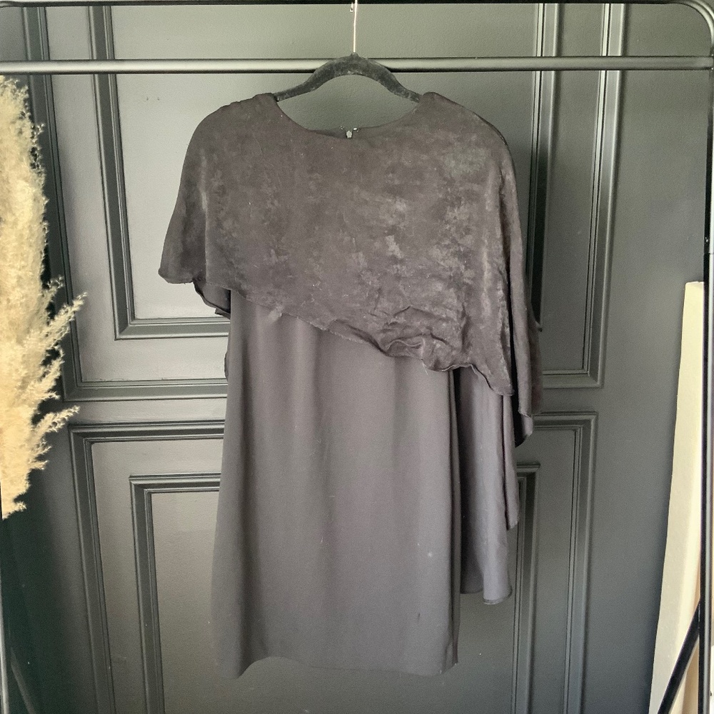 Black Suede Overlay Dress